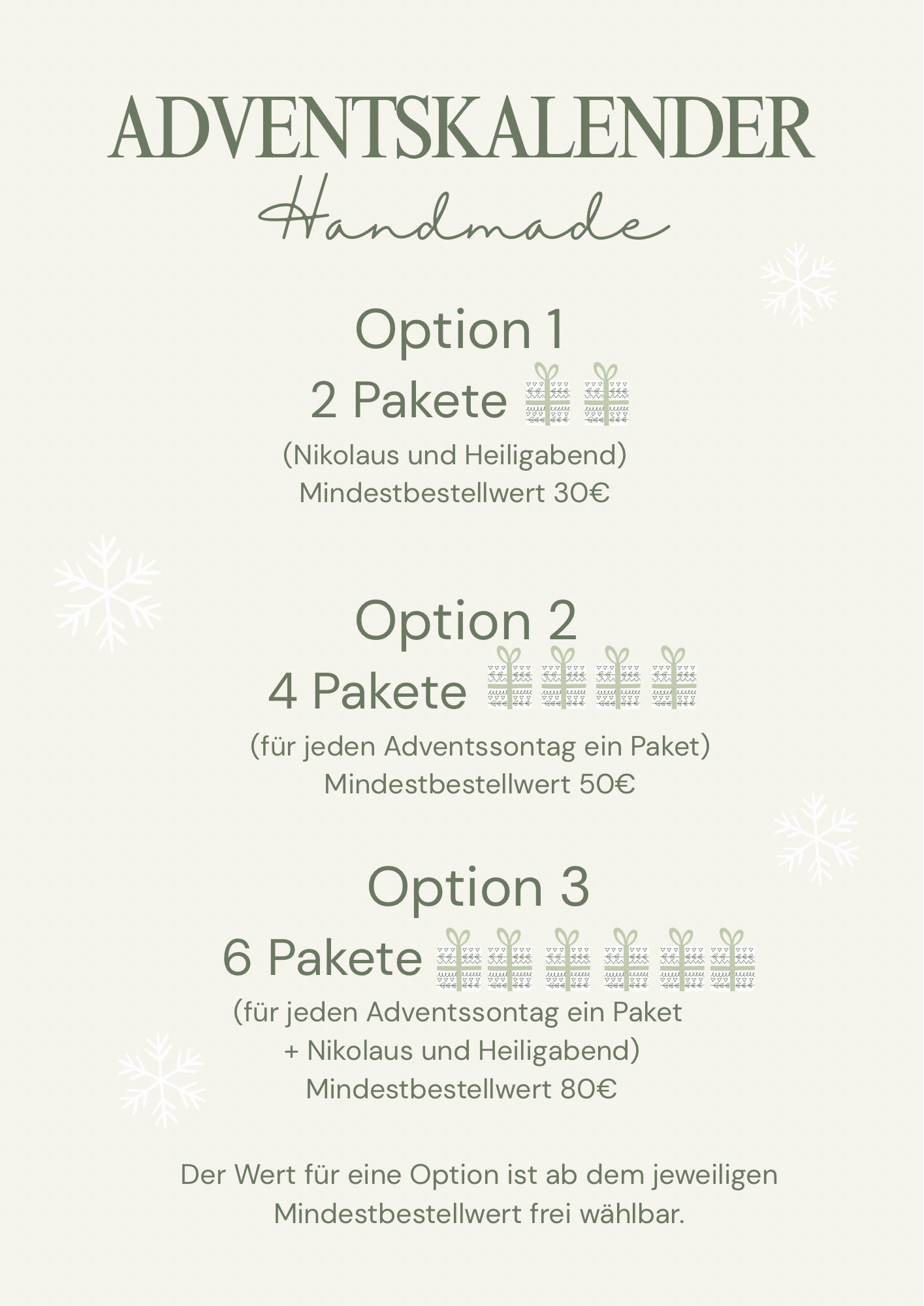 Adventskalender Meterware 4 Päckchen (Option2)